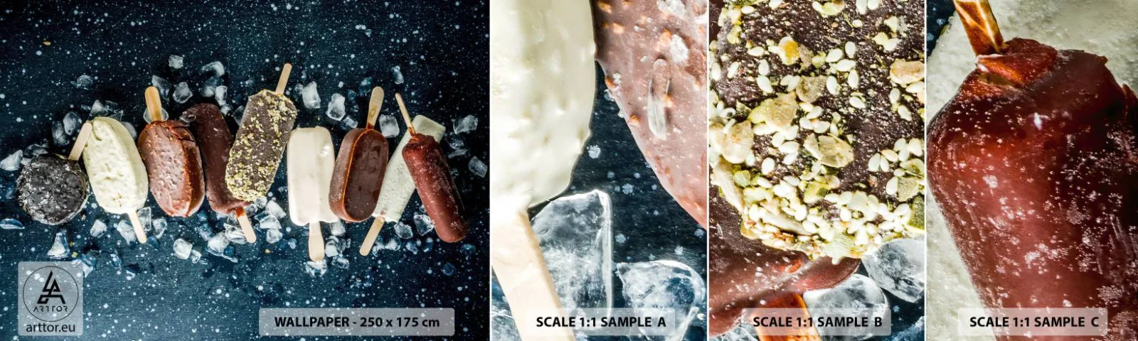 Muestra de fotomural autoadhesivo Deluxe Sticker - El sabor del verano caluroso - Helado, Gastronomía, Alimento - 100x30 cm