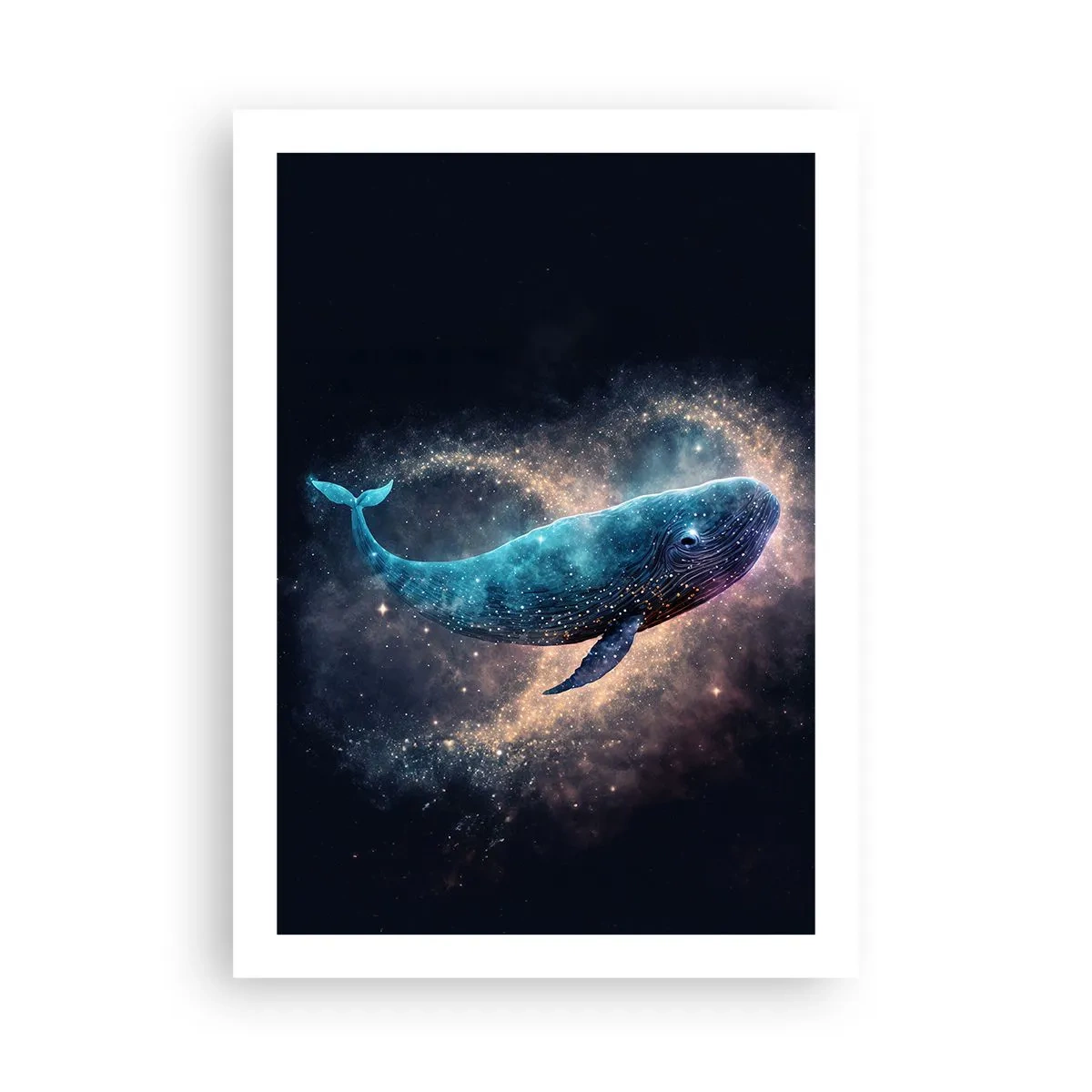 Póster - Una ballena espacial rodeada de una nebulosa estelar sobre un fondo negro. - 50x70cm - Existe un mundo diferente - Decoración de pared moderna para salón y dormitorio ARTTOR