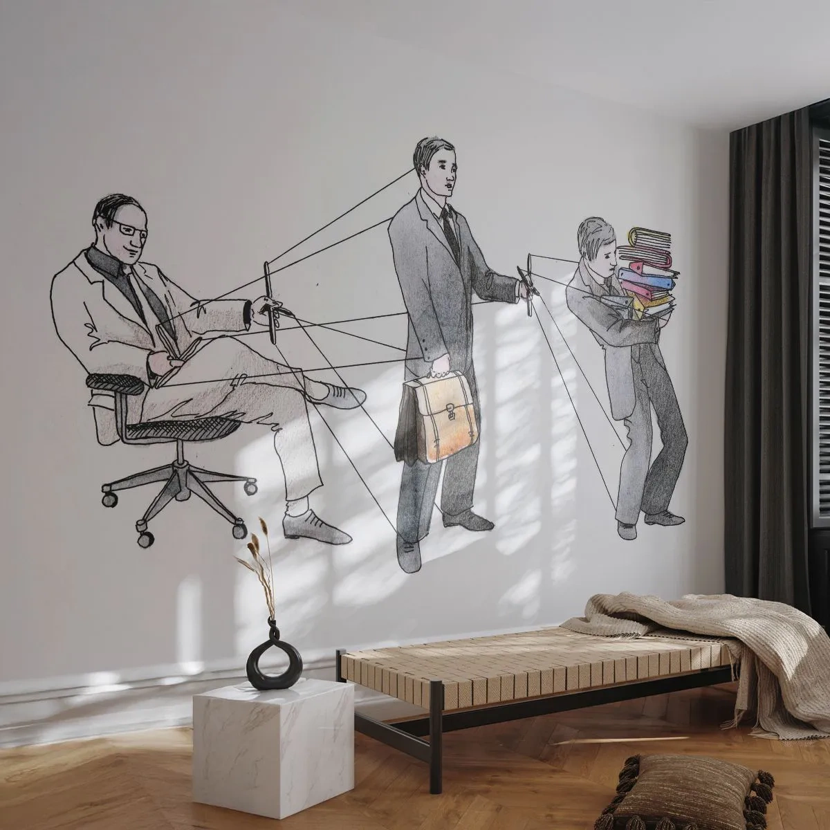 Fotomural Premium Canvas - Cada cual tiene su señor - Abstracción, Hombre, Trabajar - 400x280 cm