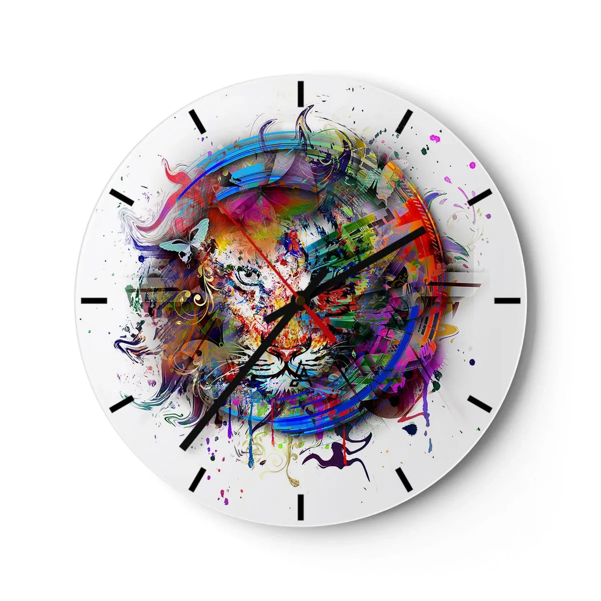 Reloj de pared - Reloj de vidrio - Al acecho tras la cortina arco iris - 40x40 cm