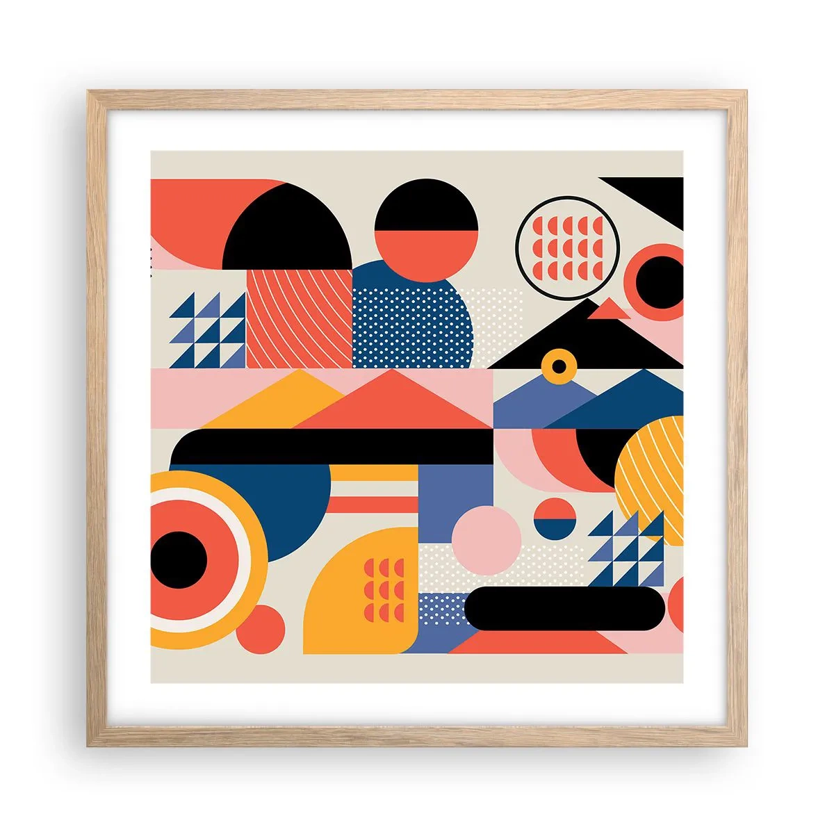 Póster en marco roble claro - Composición: juegos - 50x50 cm