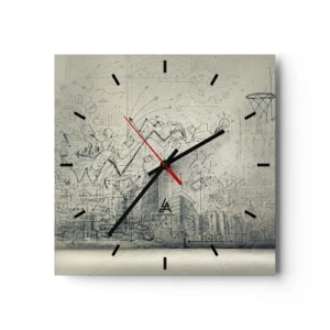 Reloj de pared - Reloj de vidrio - Mi gloriosa vida en la ciudad - 40x40 cm