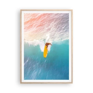 Póster en marco roble claro - Jinete del océano - 70x100 cm