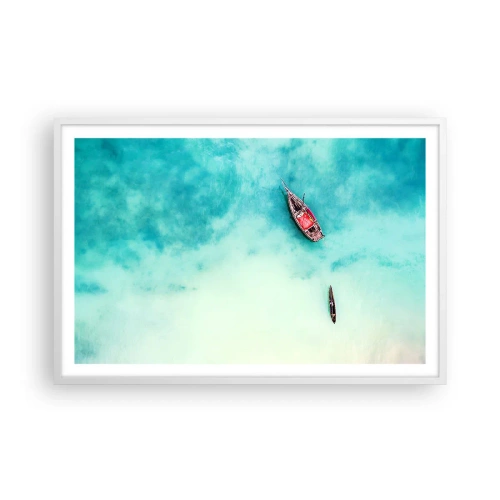 Póster en marco blanco - Porque en las playas de Zanzíbar, cuando las aguas se desbordan... - 91x61 cm