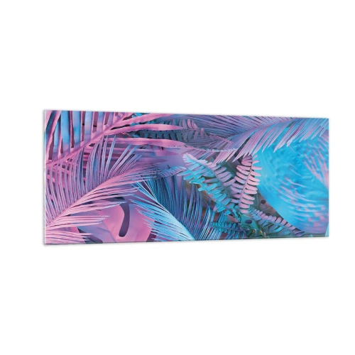 Cuadro sobre vidrio - Impresiones sobre Vidrio - Trópicos en rosa y azul - 100x40 cm