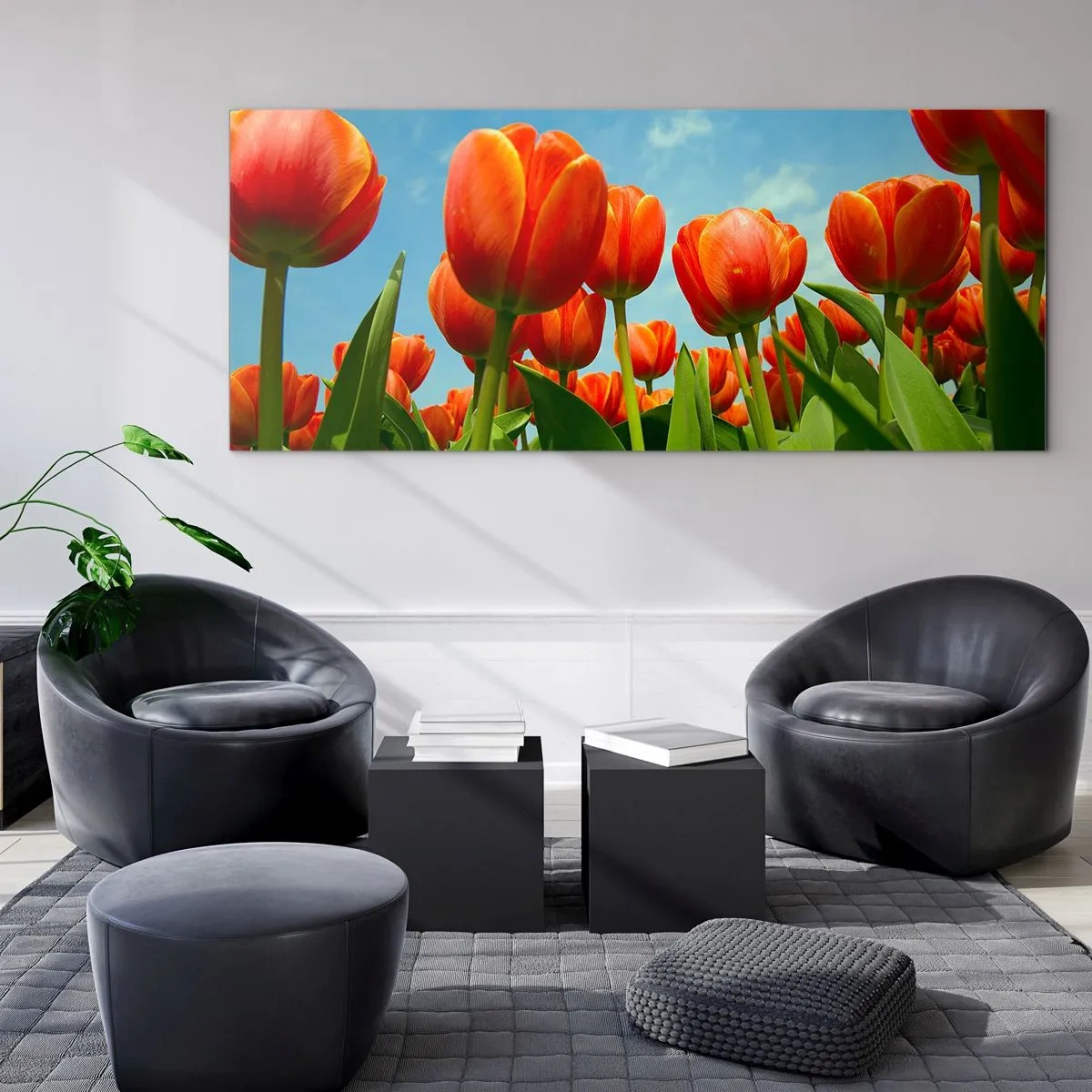 Cuadro sobre vidrio - Impresiones sobre Vidrio - Excepto el cielo azul no necesitan nada en la vida - 100x40 cm