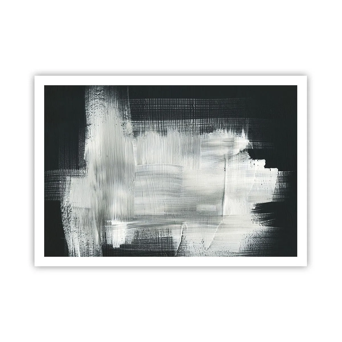 Póster - Trazos abstractos blancos sobre un fondo oscuro - 100x70cm - Tejido vertical y horizontal - Decoración de pared moderna para salón y dormitorio ARTTOR