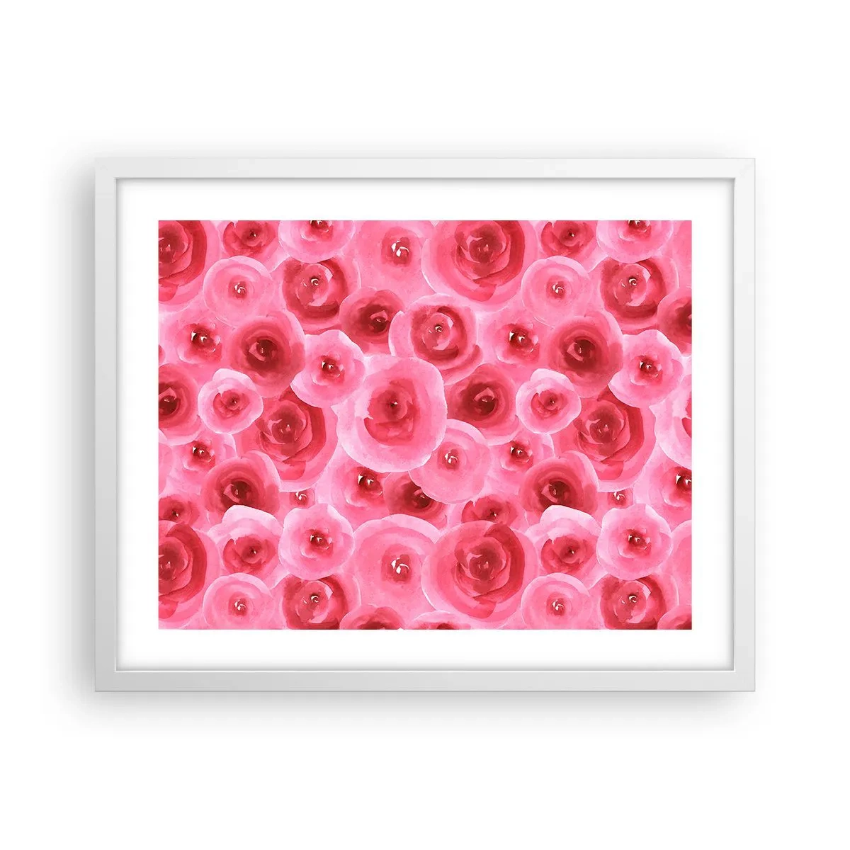 Póster en marco blanco - Rosas abajo y arriba - 50x40 cm