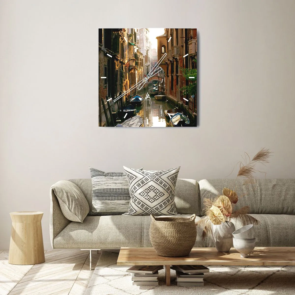 Reloj de pared - Reloj de vidrio - En un callejón veneciano - 40x40 cm