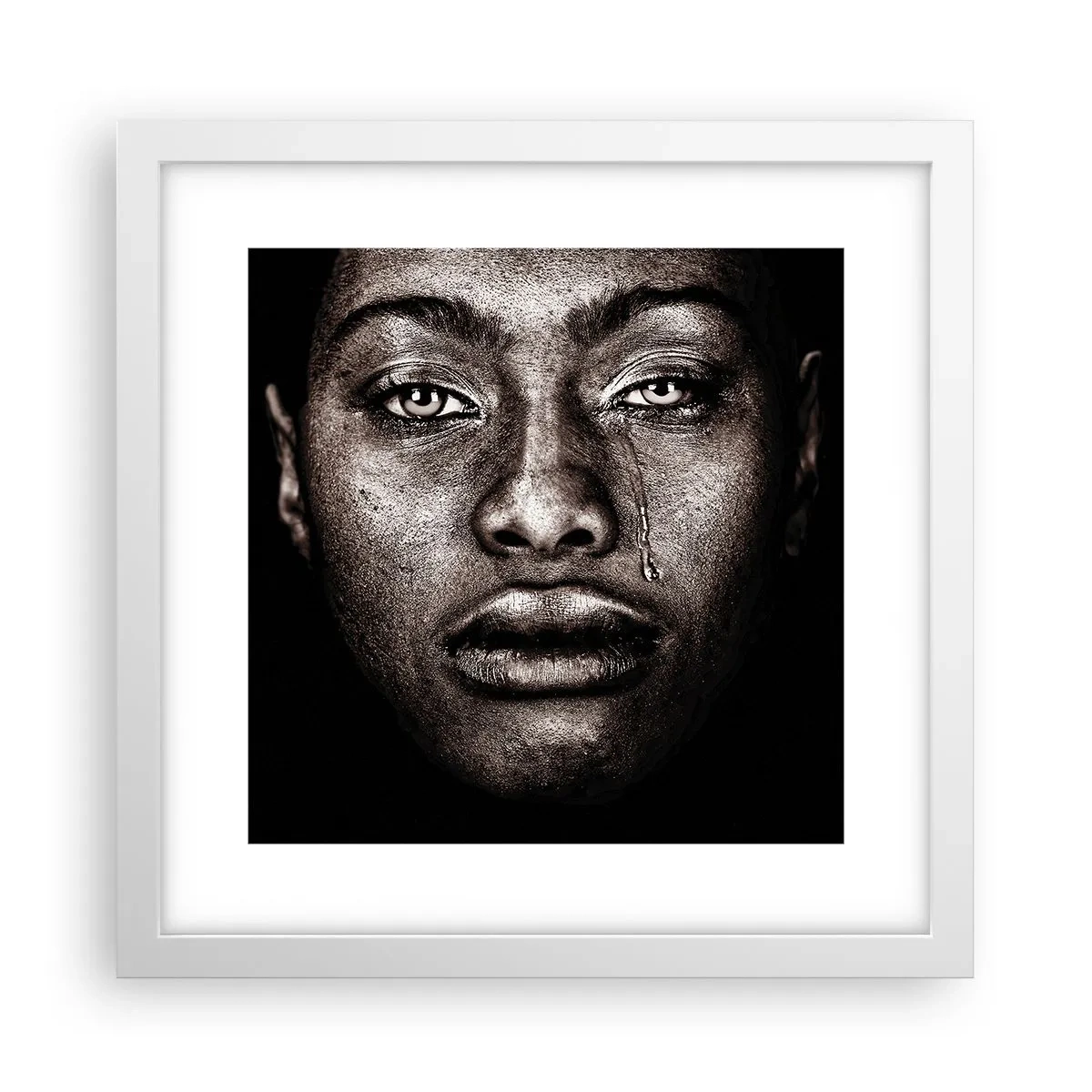 Póster en marco blanco - Una lágrima - 30x30 cm