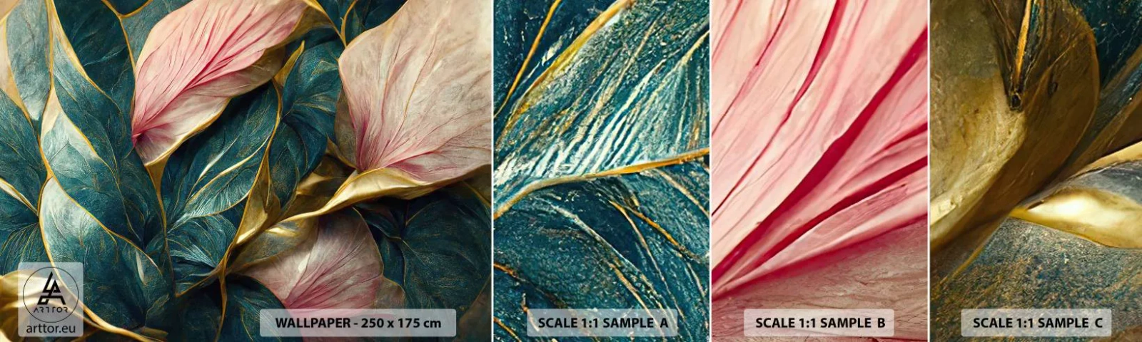 Muestra de fotomural autoadhesivo Deluxe Sticker - Elegancia y estilo naturales - Arte deco, flores, Elegancia - 100x30 cm