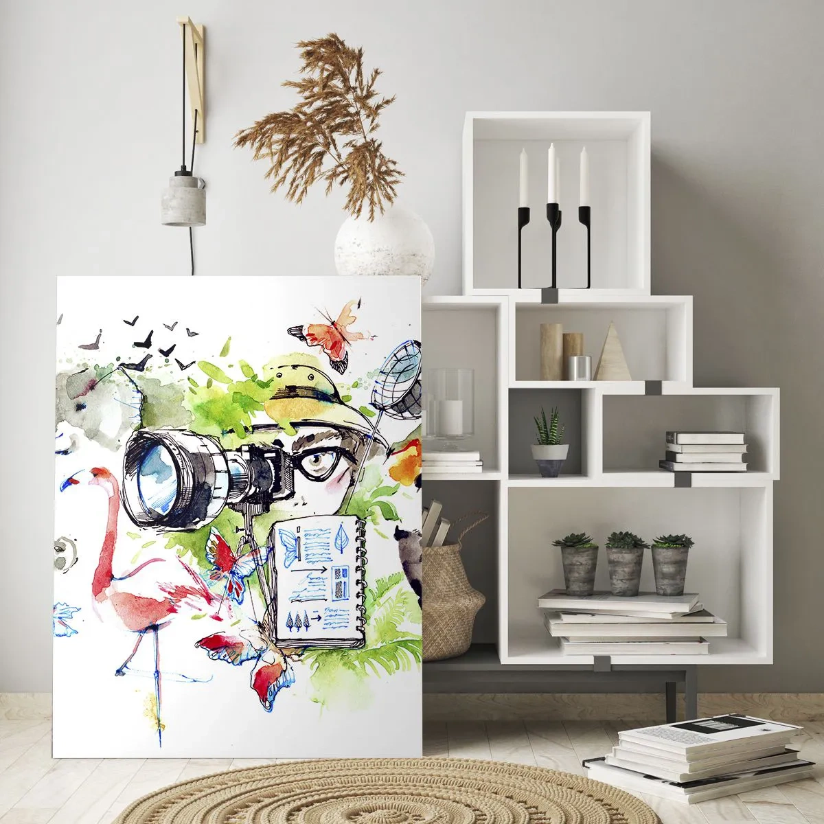 Cuadro sobre vidrio - Impresiones sobre Vidrio - Gráficos coloridos con temas de naturaleza y safari. - 80x120cm - En la objetivo de un viajero - Decoración de pared moderna para salón y dormitorio ARTTOR