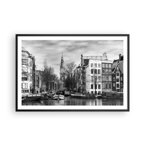 Póster en marco negro - Ambiente de Ámsterdam - 91x61 cm