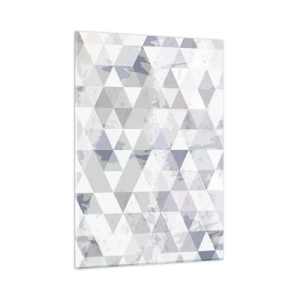 Cuadro sobre vidrio - Impresiones sobre Vidrio - Patrón de triángulo geométrico en tonos neutros de gris y beige. - 50x70cm - A ritmo de triángulo - Decoración de pared moderna para salón y dormitorio ARTTOR