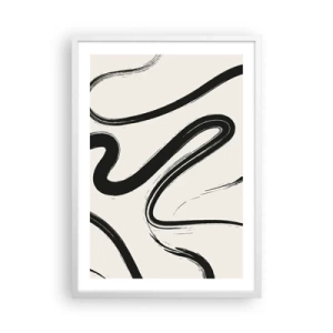 Póster en marco blanco - Fantasía en blanco y negro - 50x70 cm