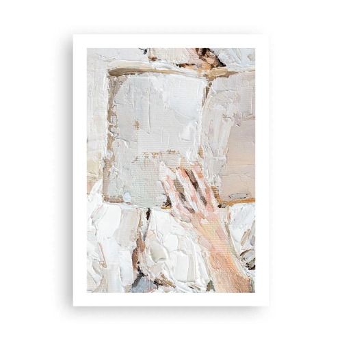 Póster - Una imagen texturizada de una mano sosteniendo un libro abierto. - 50x70cm - En otro mundo - Decoración de pared moderna para salón y dormitorio ARTTOR