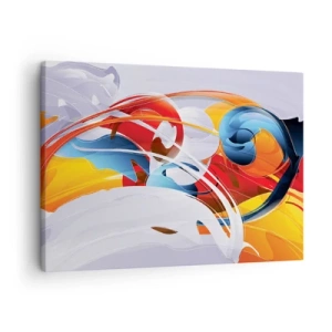Cuadro sobre lienzo - Impresión de Imagen - Abstracción colorida con líneas dinámicas y colores vivos. - 70x50cm - Danza de los elementos - Decoración de pared moderna para salón y dormitorio ARTTOR