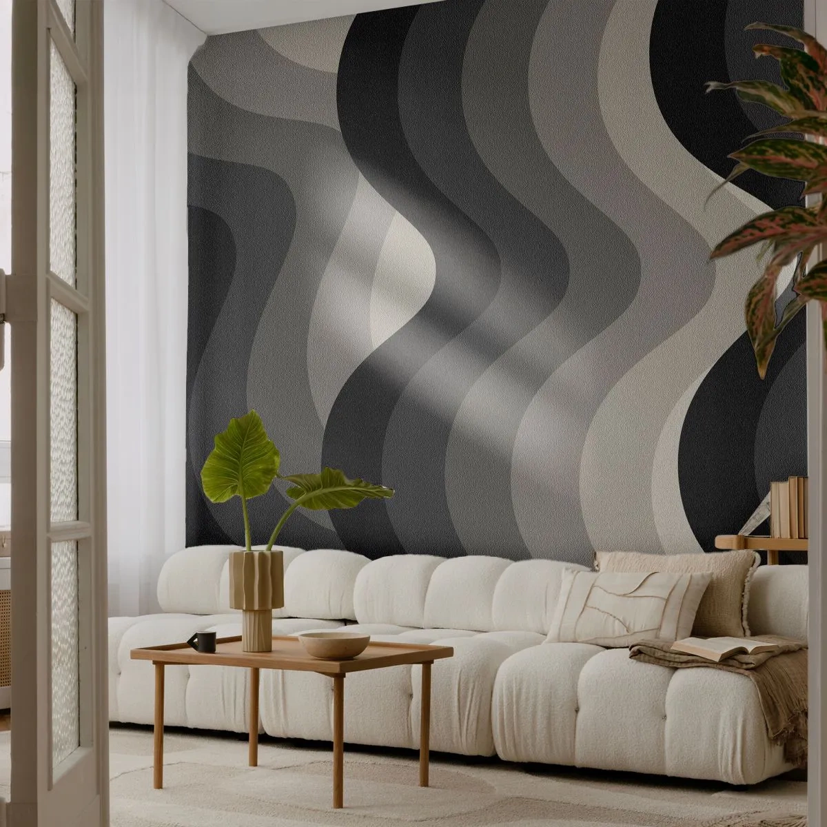 Fotomural Autadhesivo Deluxe Sticker - Ola tras ola - Líneas, Ondas, Abstracción - 200x140 cm