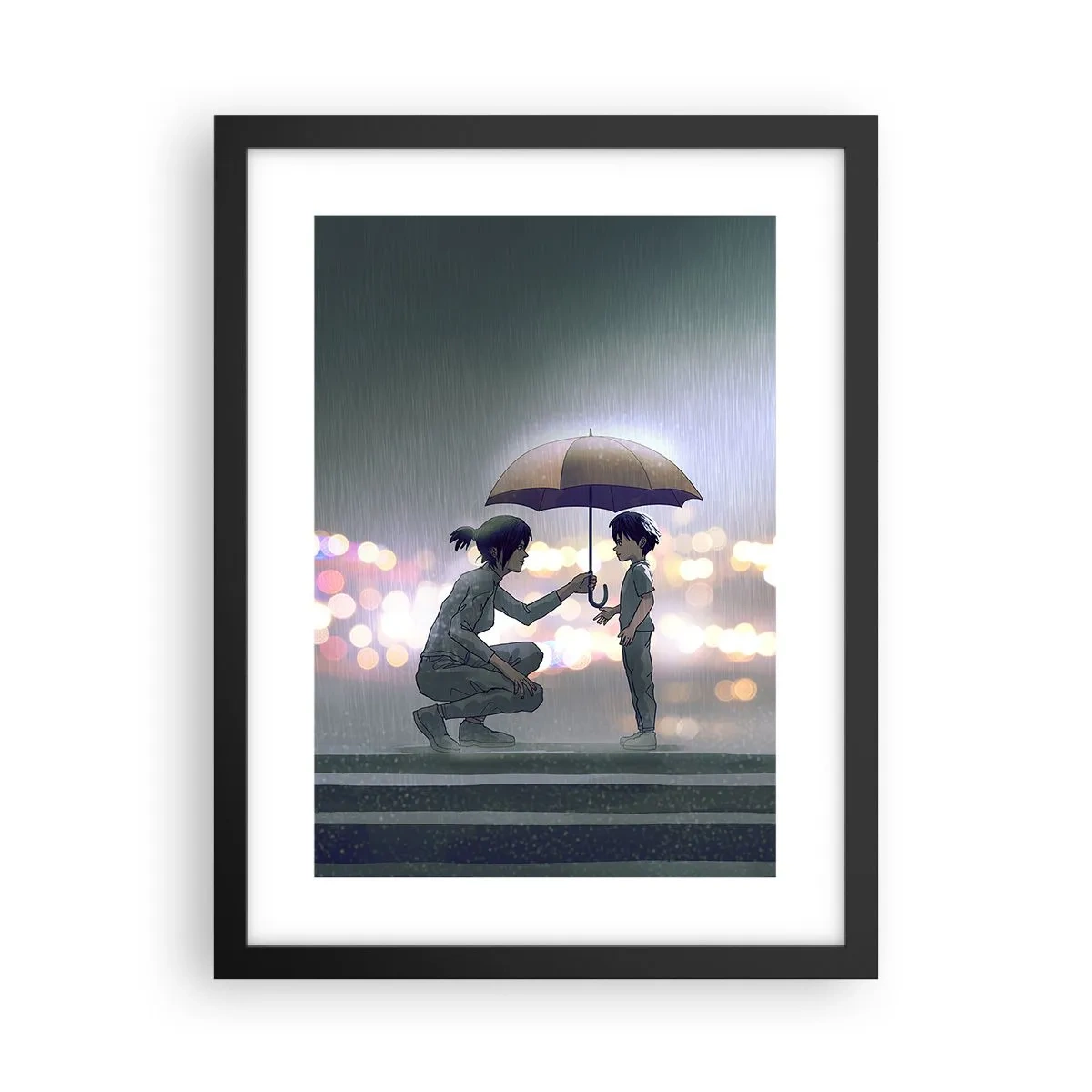 Póster en marco negro - Y todo está bien - 30x40 cm