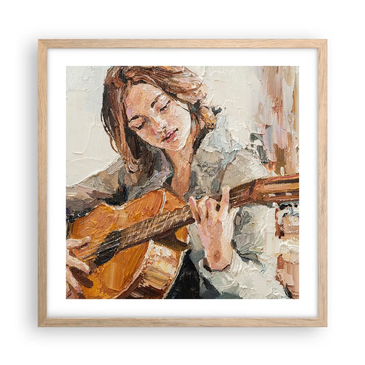 Póster en marco roble claro - Concierto de guitarra y corazón joven - 50x50 cm