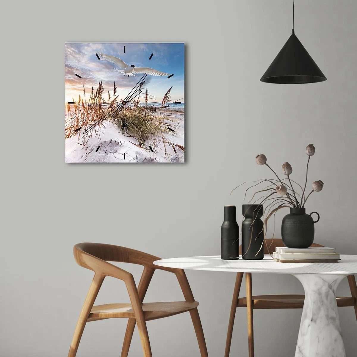 Reloj de pared - Reloj de vidrio - Viento del mar - 40x40 cm