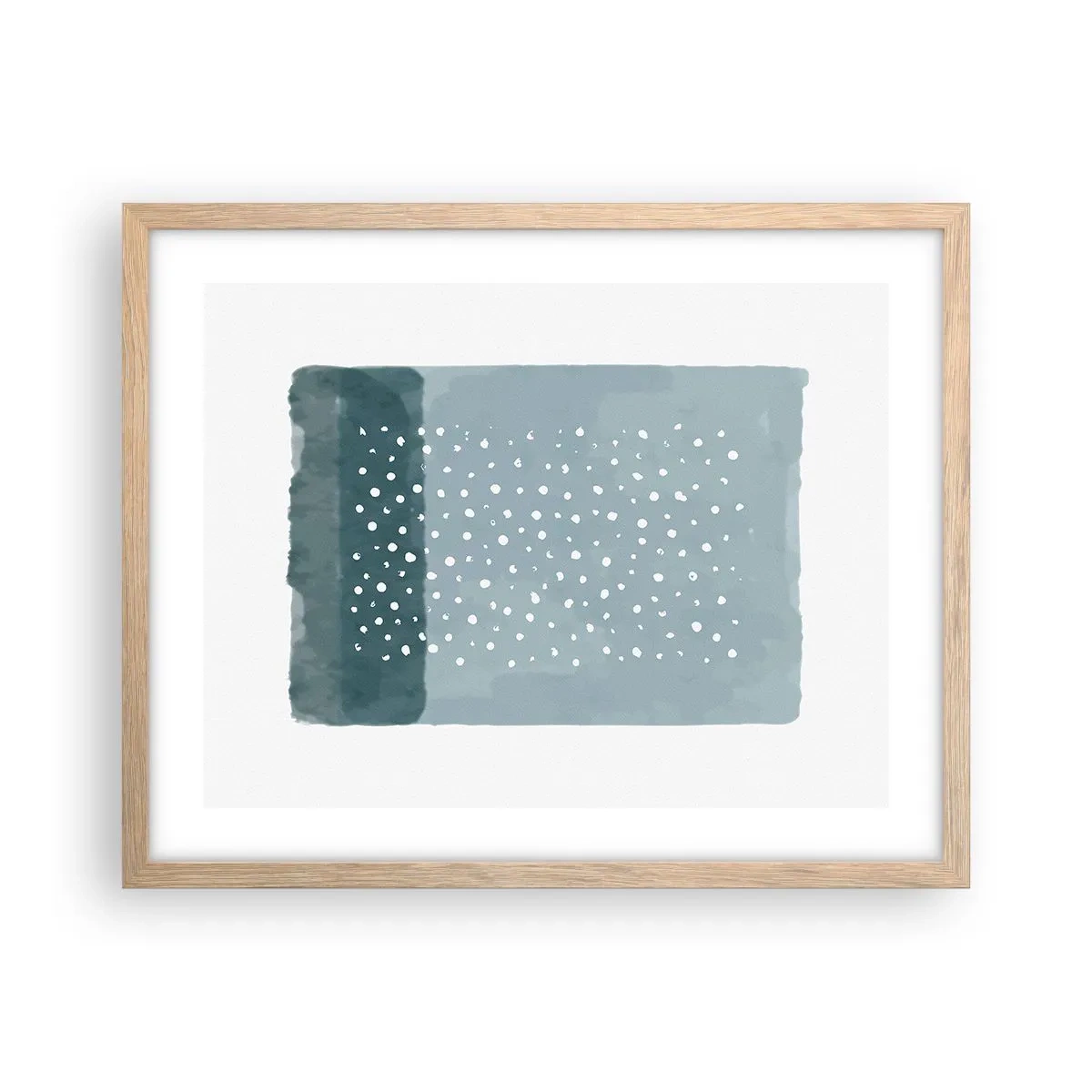 Póster en marco roble claro - Creación sobre azul - 50x40 cm