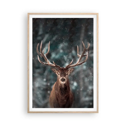 Póster en marco roble claro - Coronado rey del bosque - 70x100 cm