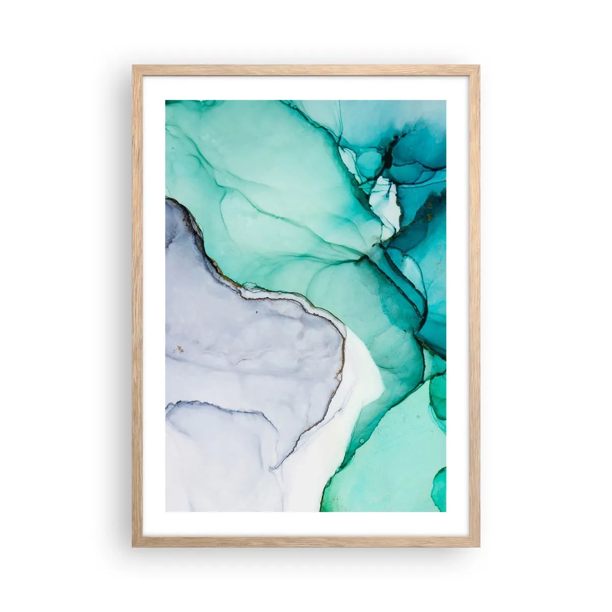 Póster en marco roble claro - Estudio en turquesa - 50x70 cm