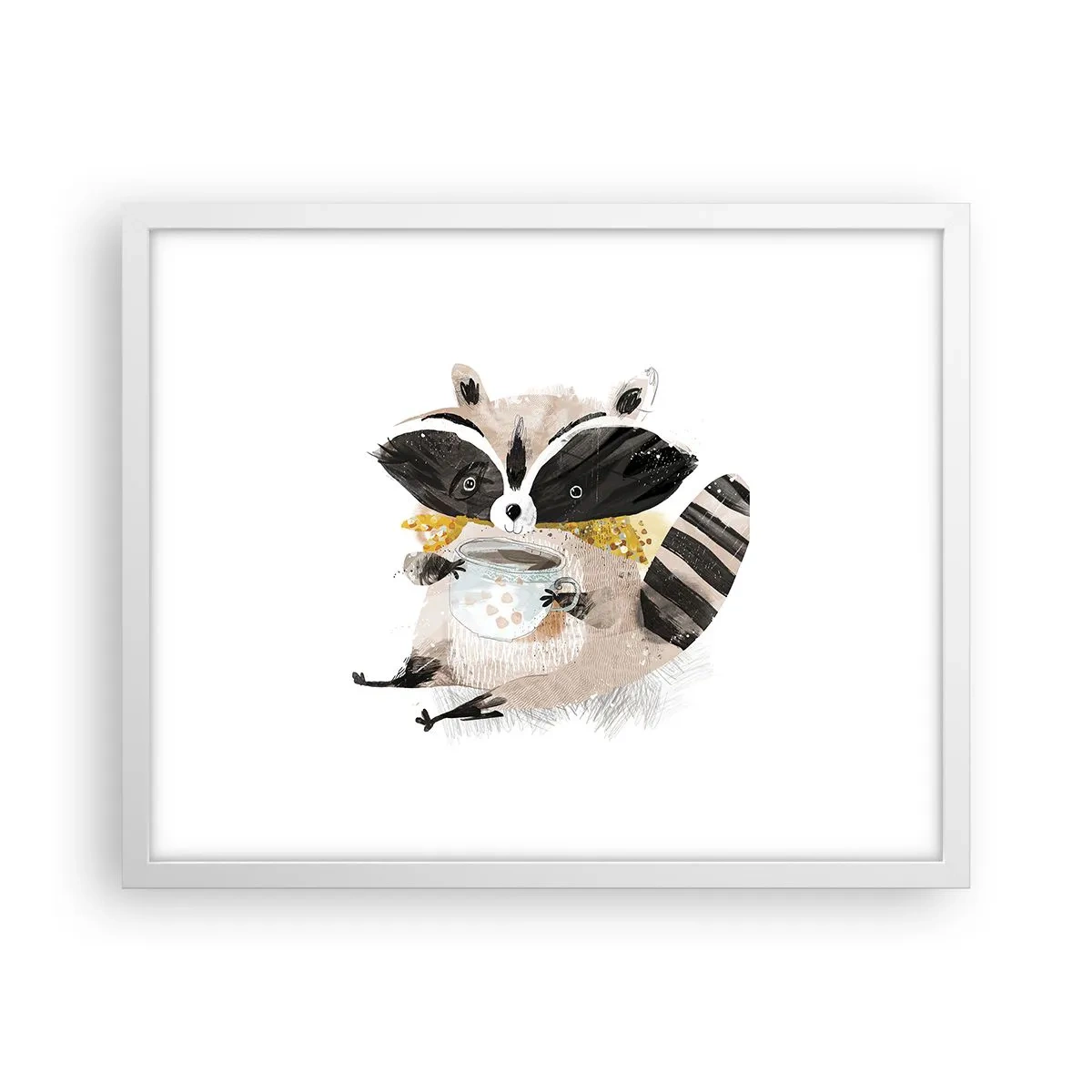 Póster en marco blanco - Mi amigo mapache - 50x40 cm