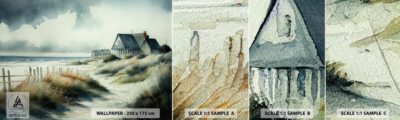 Muestra De Fotomural Standard Eco - Lejos del bullicio - Casa, Playa, Mar - 100x30 cm