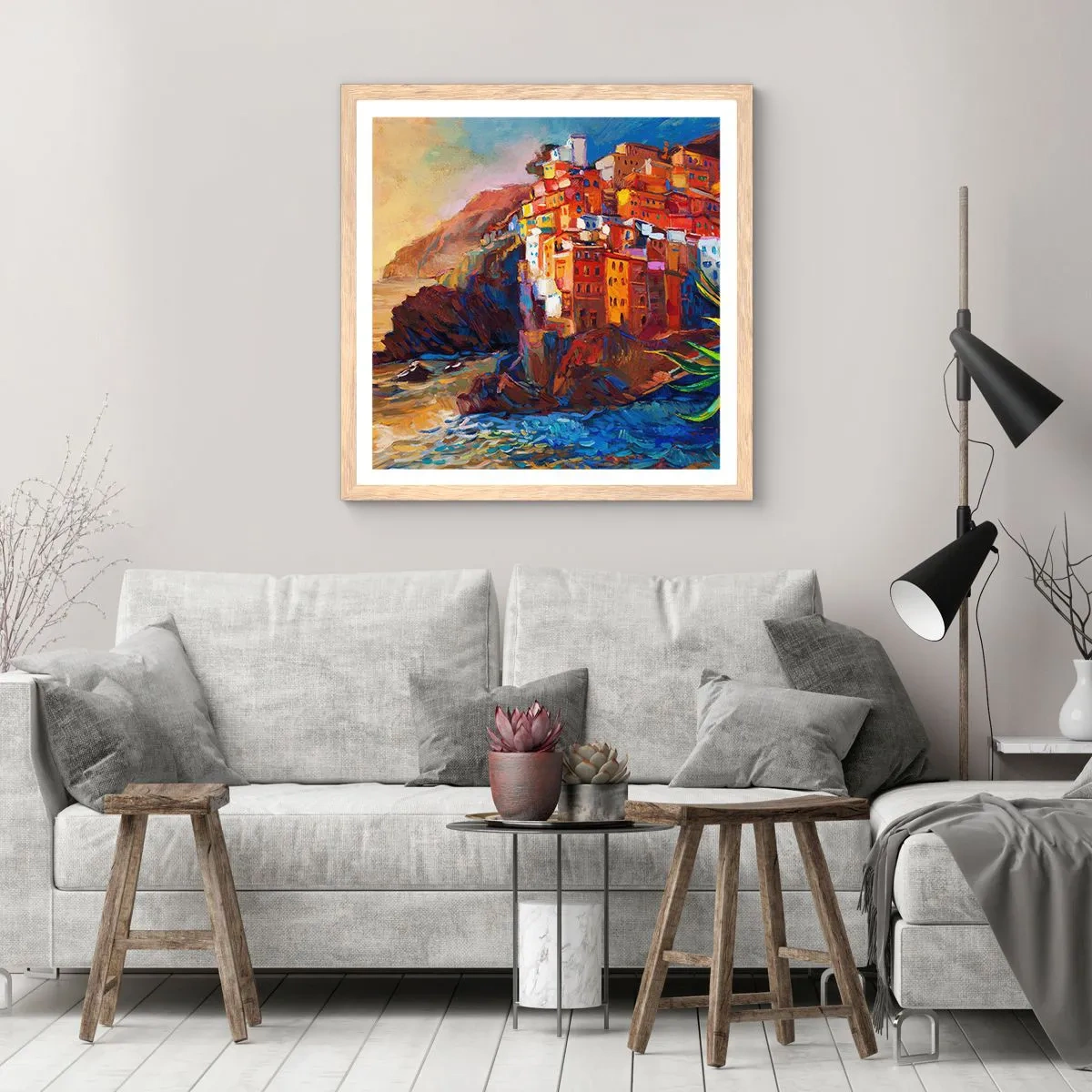 Póster en marco roble claro - Ambiente italiano - 50x50 cm