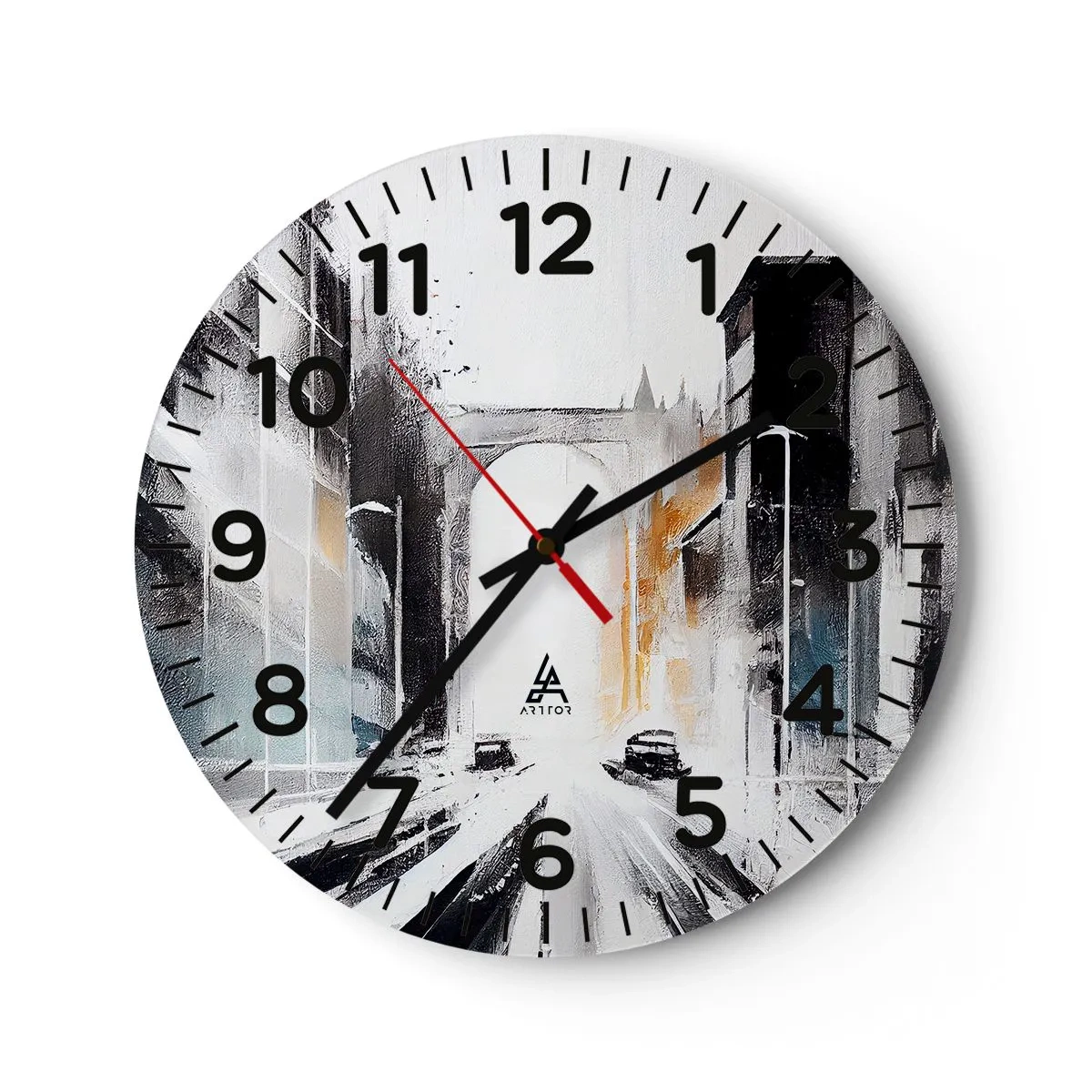 Reloj de pared - Reloj de vidrio - Estudio de la ciudad: arquitectura y movimiento - 40x40 cm