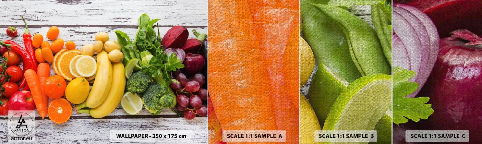 Muestra de fotomural Premium Canvas - ¿No es suficiente? - Gastronomía, Fruta, Verduras - 100x30 cm