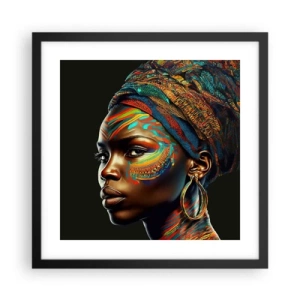 Póster en marco negro - Reina africana - 40x40 cm