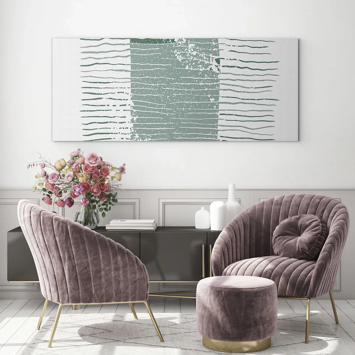 Cuadro sobre vidrio - Impresiones sobre Vidrio - Abstracción marina - 90x30 cm