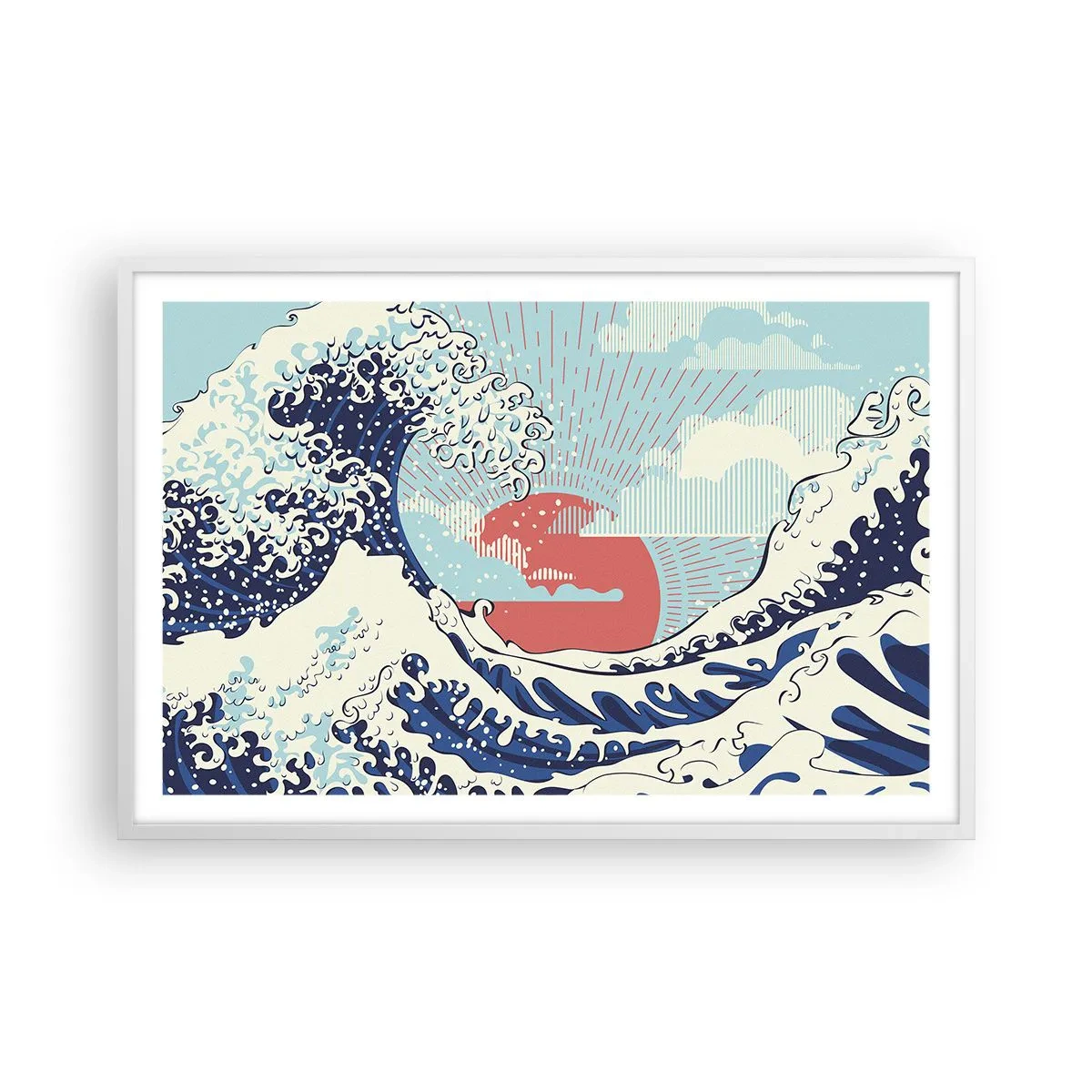 Póster en marco blanco - De inspiración japonesa - 91x61 cm