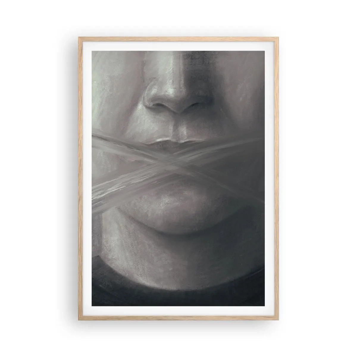 Póster en marco roble claro - Ni una palabra - 70x100 cm