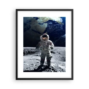 Póster en marco negro - Saludos desde la Luna - 40x50 cm