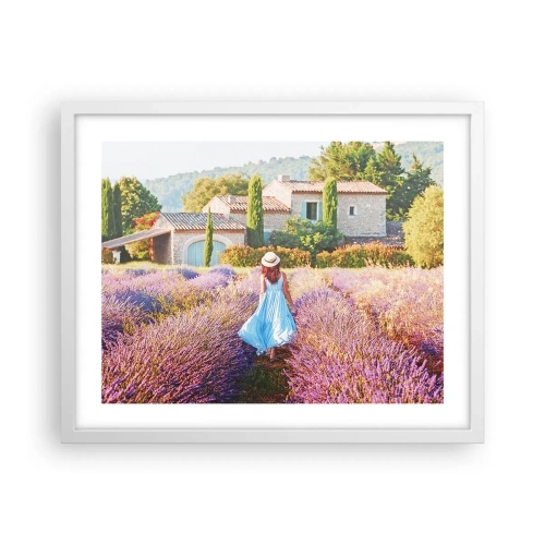 Póster en marco blanco - La chica de la lavanda - 50x40 cm