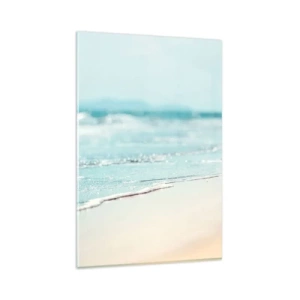 Cuadro sobre vidrio - Impresiones sobre Vidrio - Suaves olas del océano en una playa de arena - 80x120cm - Calor y brisa - Decoración de pared moderna para salón y dormitorio ARTTOR