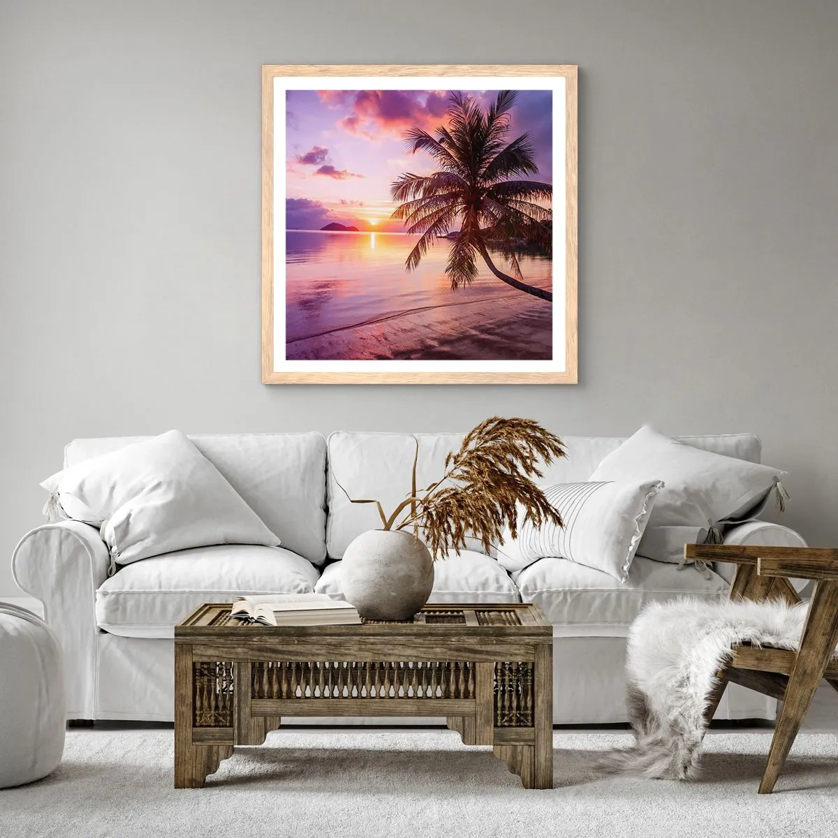 Póster en marco roble claro - Hermosura hasta el horizonte - 40x40 cm