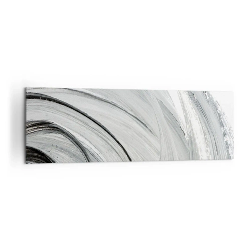 Cuadro sobre lienzo - Impresión de Imagen - Un remolino monocromático en tonos de gris y negro. - 160x50cm - Composición orbital - Decoración de pared moderna para salón y dormitorio ARTTOR