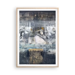 Póster en marco roble claro - Hielo abstracto - 70x100 cm