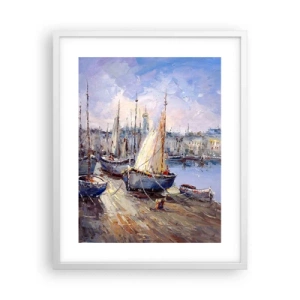 Póster en marco blanco - Ciudad junto a la bahía - 40x50 cm