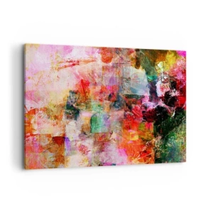 Cuadro sobre lienzo - Impresión de Imagen - Una composición abstracta con tonos dominantes de rosa y rojo. - 120x80cm - Un viaje a través del rosa - Decoración de pared moderna para salón y dormitorio ARTTOR