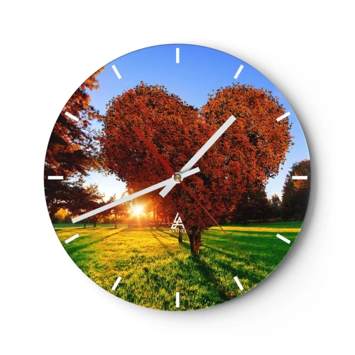 Reloj de pared - Reloj de vidrio - Y cómo no amar el otoño - 40x40 cm