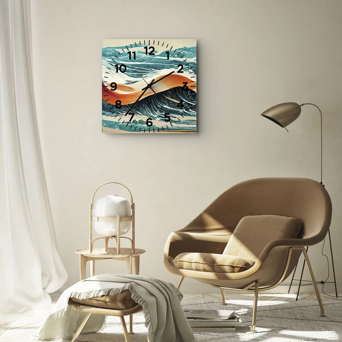 Reloj de pared - Reloj de vidrio - El sueño de un surfista - 40x40 cm