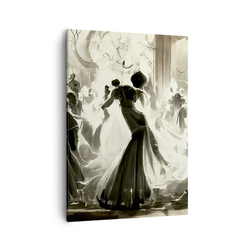 Cuadro sobre lienzo - Impresión de Imagen - Balón de estilo retro en blanco y negro. - 50x70cm - Gran mascarada - Decoración de pared moderna para salón y dormitorio ARTTOR