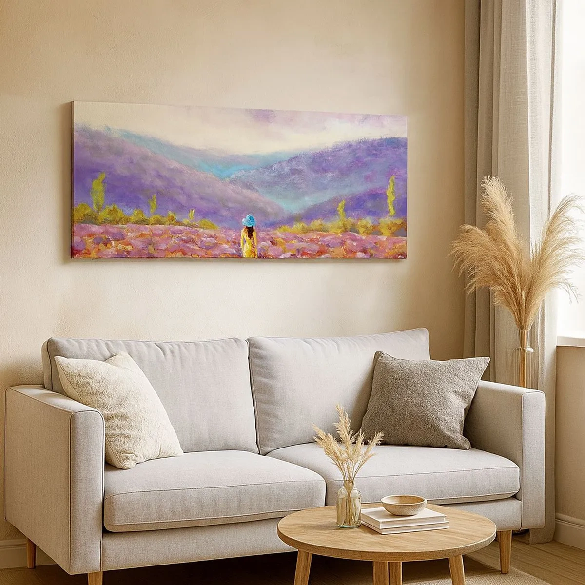 Cuadro sobre lienzo - Impresión de Imagen - En un mundo de lavanda - 100x40 cm
