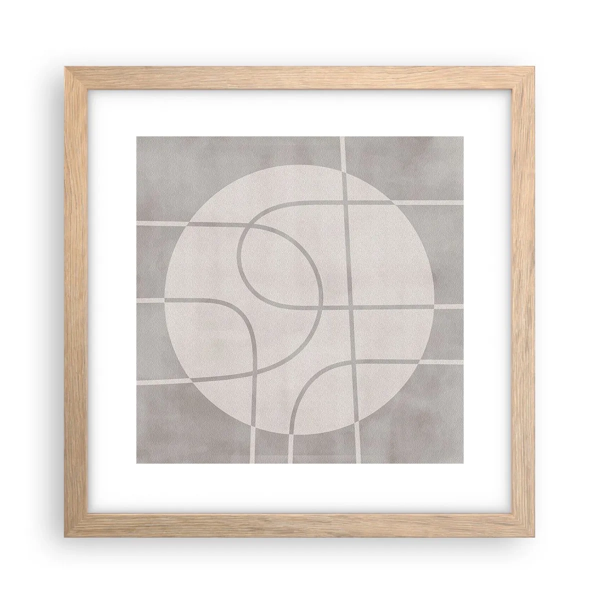 Póster en marco roble claro - Circular y rectilíneo - 30x30 cm